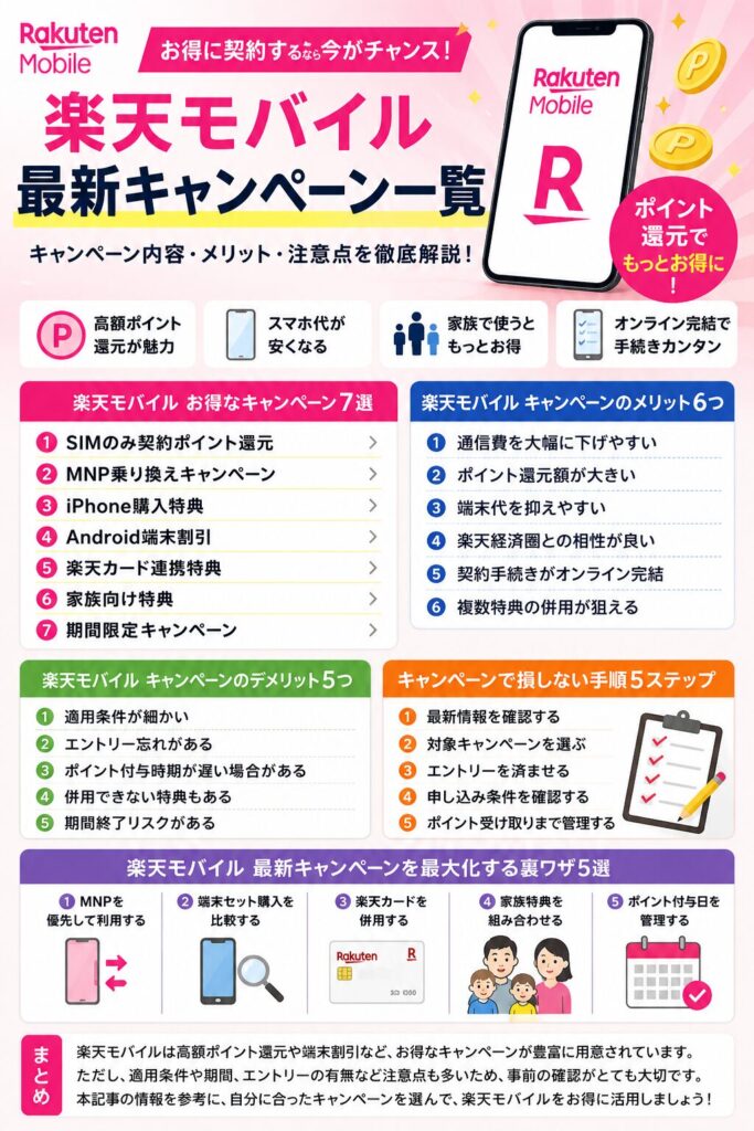 楽天モバイル最新キャンペーン一覧